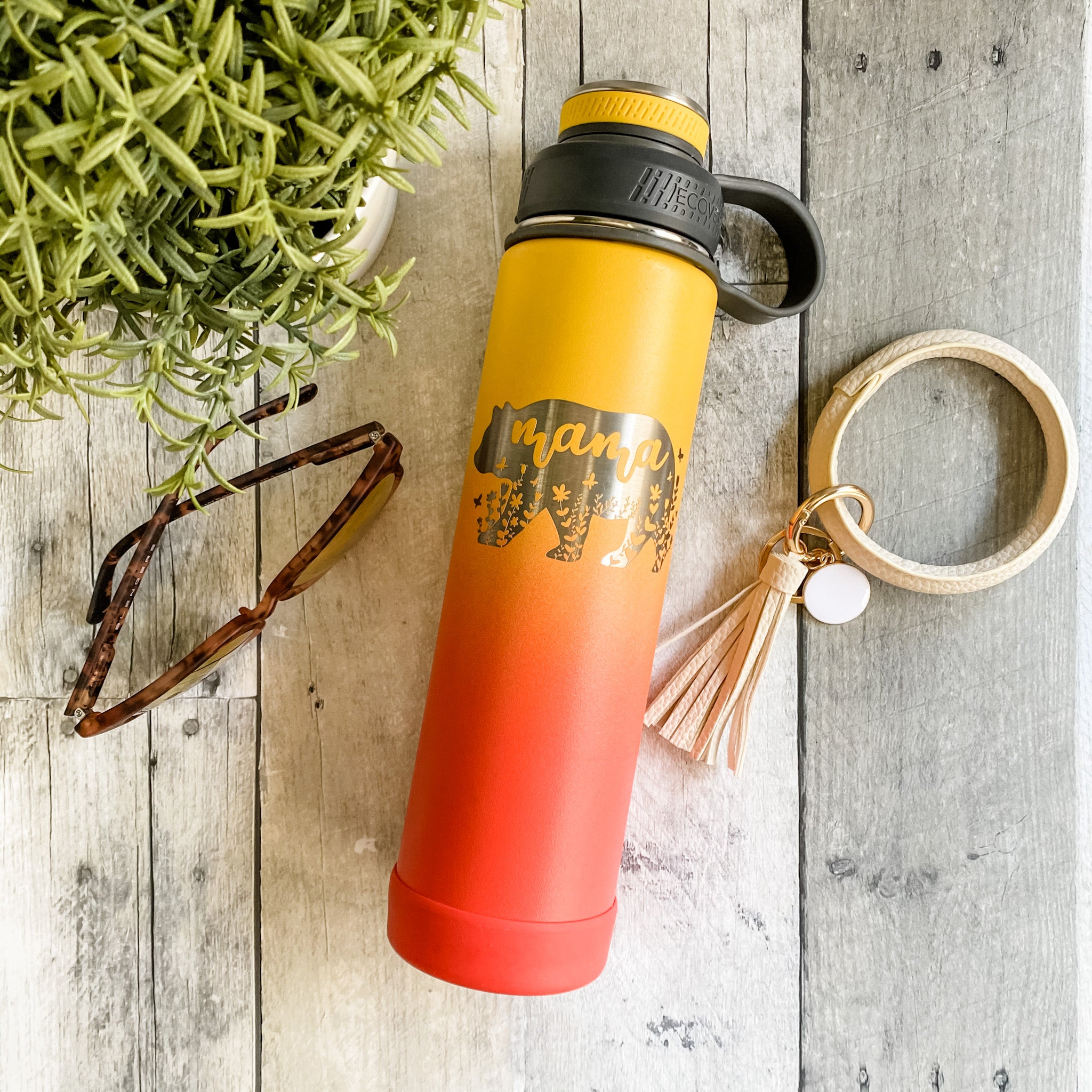 Mama Bear Floral Water Bottle